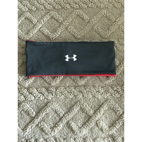 Under Armour Headband Reversible Cold Gear Wide Grey Red - Picture 1 of 4
